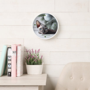 Horloge de chat Sphynx de Noël