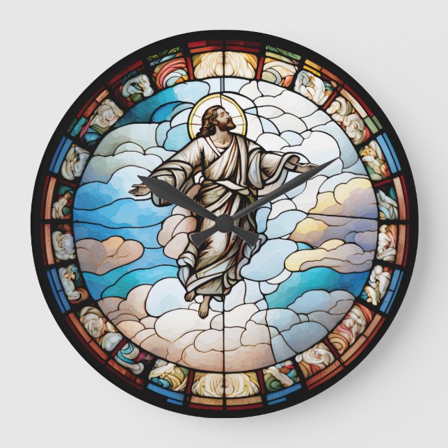Horloge de conception Jésus en verre tendu (Recto)