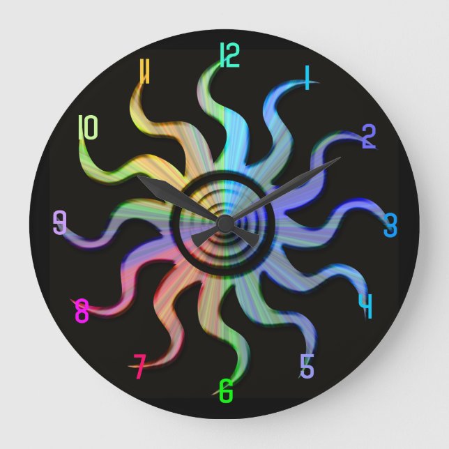Horloge de conception Rainbow Sun Wavy Rays (Recto)