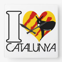 horloge de cuisine carré I LOVE CATALUNYA