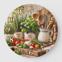 Horloge de cuisine jardin d'herbes de ferme