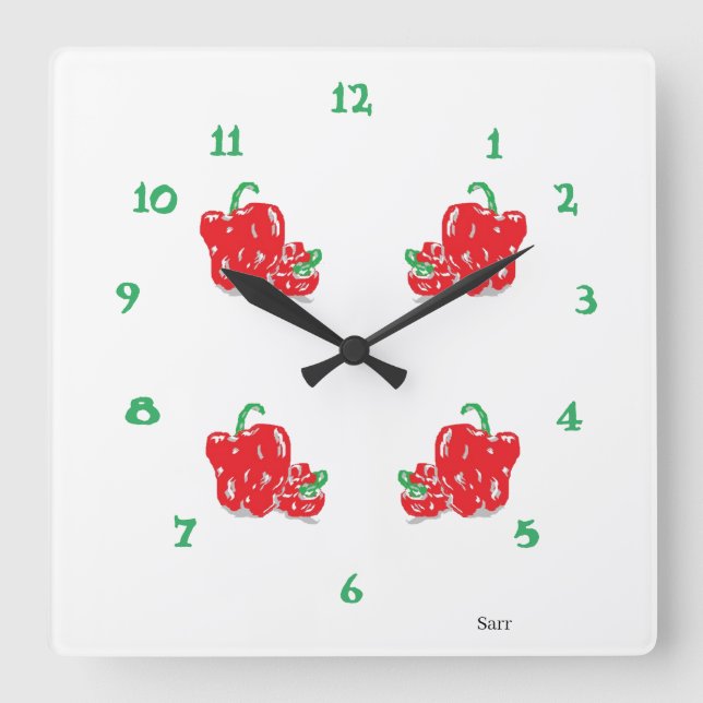 Horloge de cuisine : Poivrons rouges (Recto)