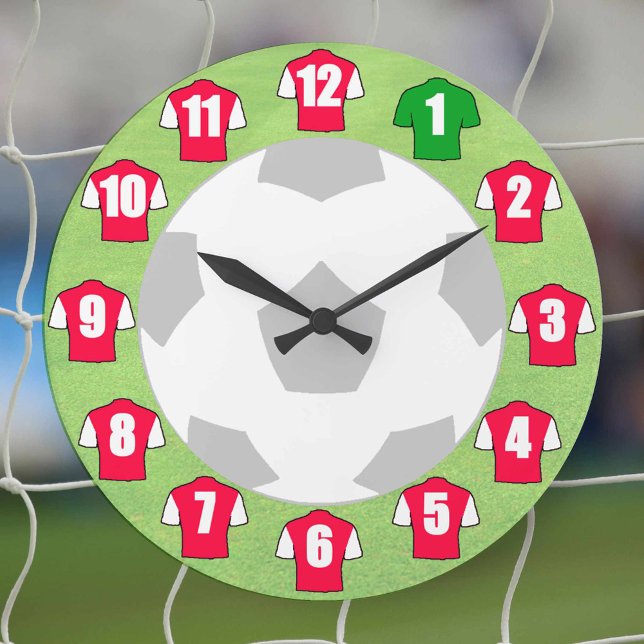 Horloge de football - avec Chemises rouges et blan (Créateur téléchargé)