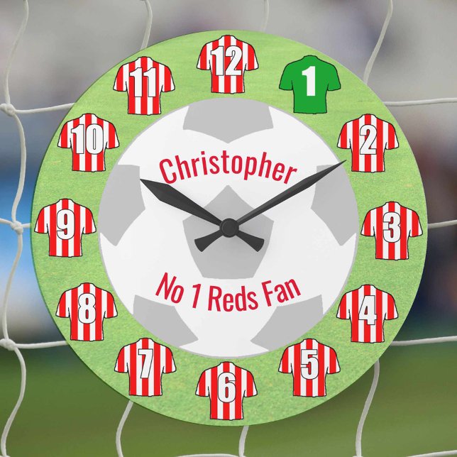 Horloge de football - Chemises rayées rouges et bl (Red and white striped football shirts)