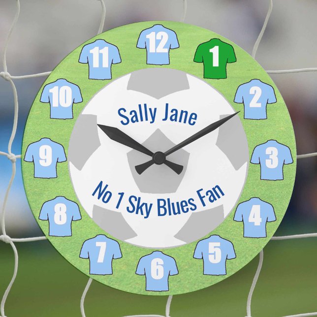 Horloge de Football - Maillots Bleu Ciel Clair (Sky blue soccer shirts)