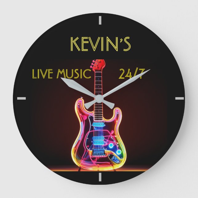 Horloge de guitare ronde en acrylique Faux Neon (Recto)