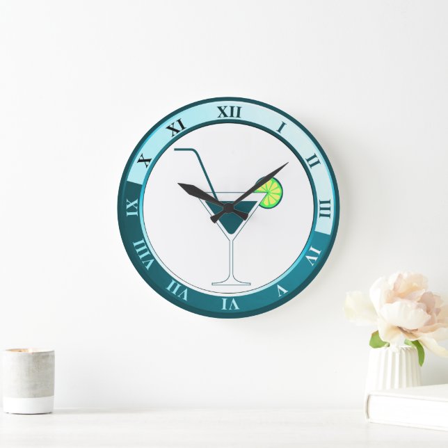 Horloge de la barre Martini turquoise et blanc (Maison)