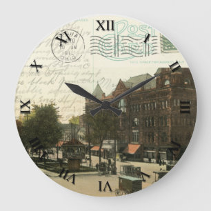 Horloge de la carte postale Piqua Ohio - Carré du 