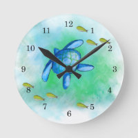 Horloge de la tortue marine aquarelle