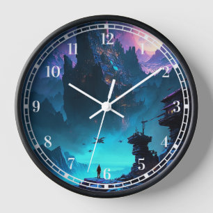 Horloge de la ville futuriste de science-fiction