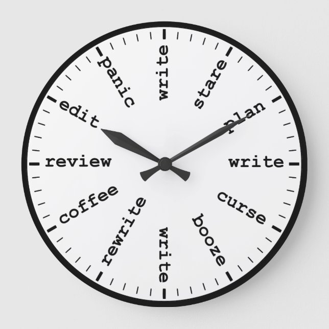 Horloge de l'écrivain drôle Écriture travail Humou (Recto)