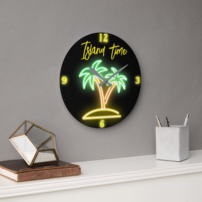 Horloge de l'île personnalisable Faux Neon (Bureau)