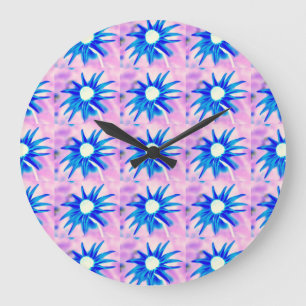 horloge de marguerites bleues