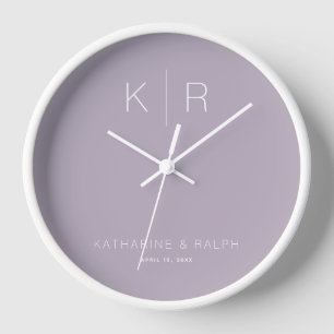Horloge de mariage à monogramme simple moderne pou