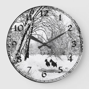 Horloge de neige d'hiver Scottish Terrier