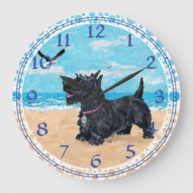 Horloge de plage écossaise customisée Terrier (Recto)