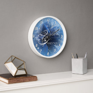 Horloge de ruban bleu de Noël