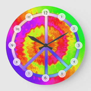Horloge de signe de paix de colorant de cravate