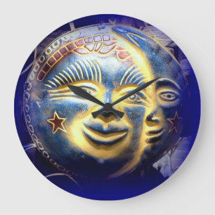 horloge de visage de lune de visage du soleil