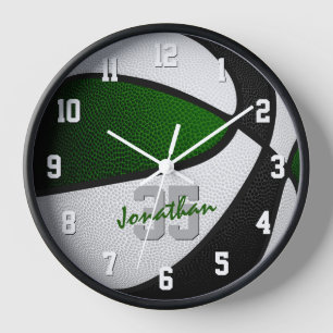 Horloge Décor de la salle de sport de basket-ball verte no