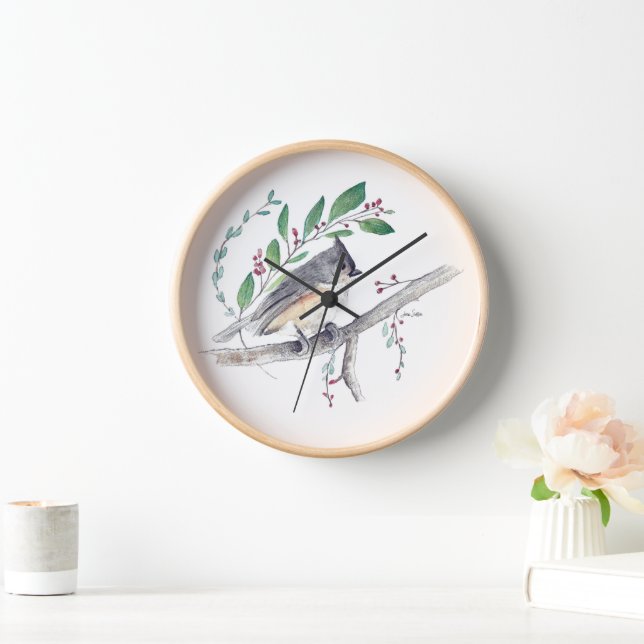 Horloge Décor d'origine Tufé Titmouse Bird (Maison)