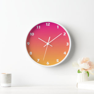 Horloge dégradé rose et orange