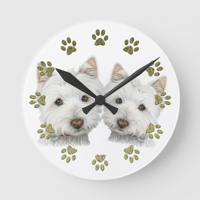 Horloge des chiens Westie mignons (Recto)