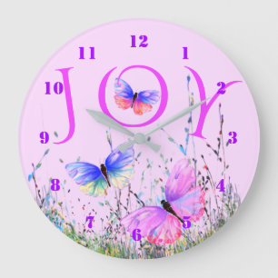 Horloge des papillons volants rose pourpre - Print