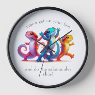 Horloge Des salamandres colorées font le Slide de la salam