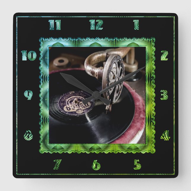 Horloge des Tourne-disques à l'ancienne (Recto)
