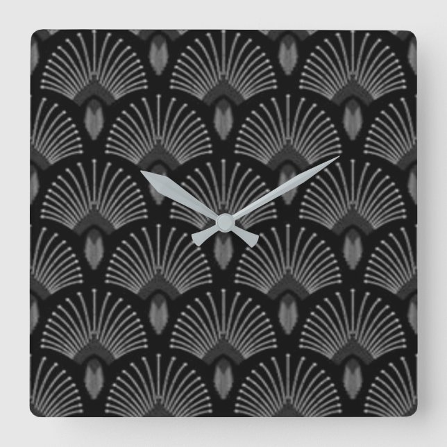 Horloge design Art déco noir et argenté (Recto)