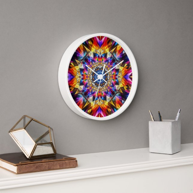 Horloge Design de Neon Kaleidoscope (Bureau)