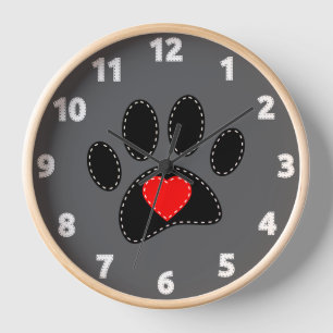 Horloge Dessin de maman de chien gris