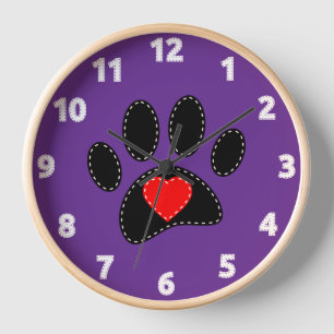 Horloge Dessin de maman de chien violet
