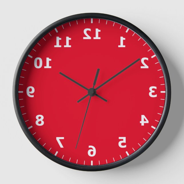 Horloge d'image miroir - Horloge de numéros rouges (Recto)