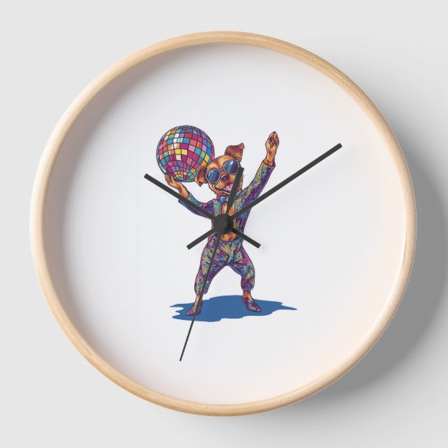 Horloge Disco Dog Delight � Funny 70s Party Pup (Recto)