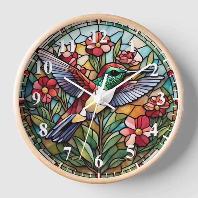 Horloge d'oiseaux en verre de colibri (Recto)