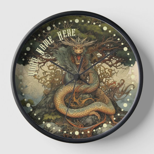 Horloge Dragon d'arbre japonais (Recto)