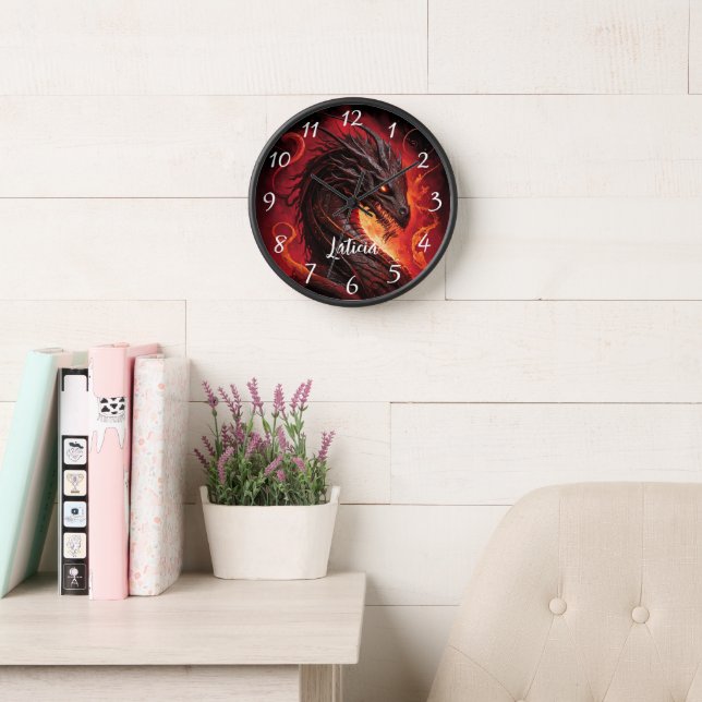 Horloge Dragon de feu et feu (Salle de lecture)