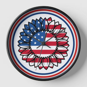 Horloge Drapeau américain Tournesol-32222