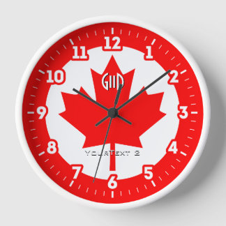 Horloge Drapeau canadien Feuille d'érable rouge sur