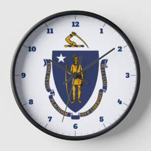 HORLOGE DRAPEAU D'ÉTAT MASSACHUSETTS