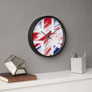 Horloge Drapeau du Royaume-Uni Union Jack Vintage Grunge