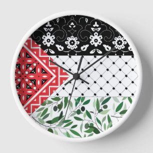 Horloge Drapeau Palestine Falastini Olives Kuffiyeh