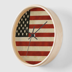 Horloge Drapeaux vintages américains