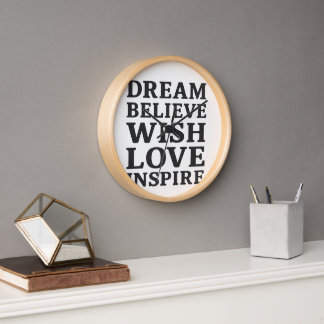 Horloge Dream Belive Wish Love Inspirer Motivational Wall
