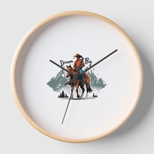 Horloge Dream Big- Cowboy équitation cheval (Recto)