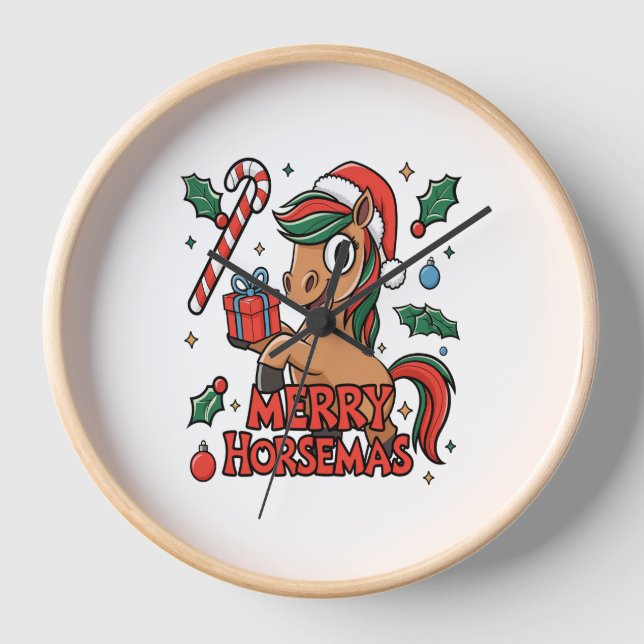 Horloge Drôle Cheval Joyeux Horsemas (Recto)