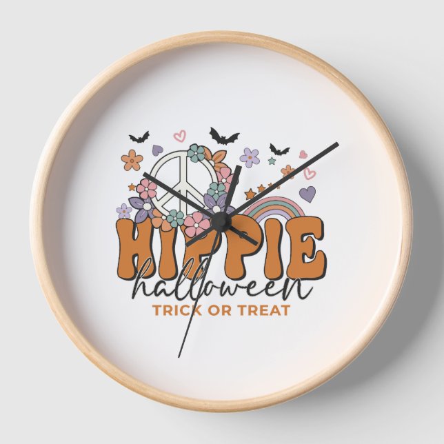 Horloge Drôle Halloween disant Hippie Halloween (Recto)
