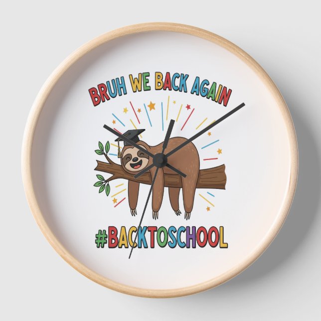 Horloge Drôle Sloth Retour à l'école (Recto)